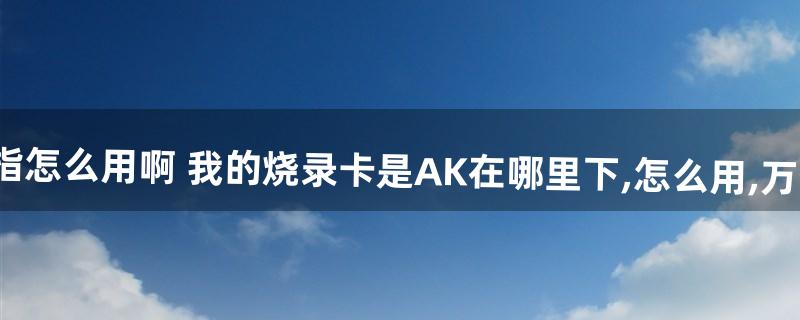 nds的金手指怎么用啊? 我的烧录卡是AK在哪里下,怎么用,万分感谢,下完